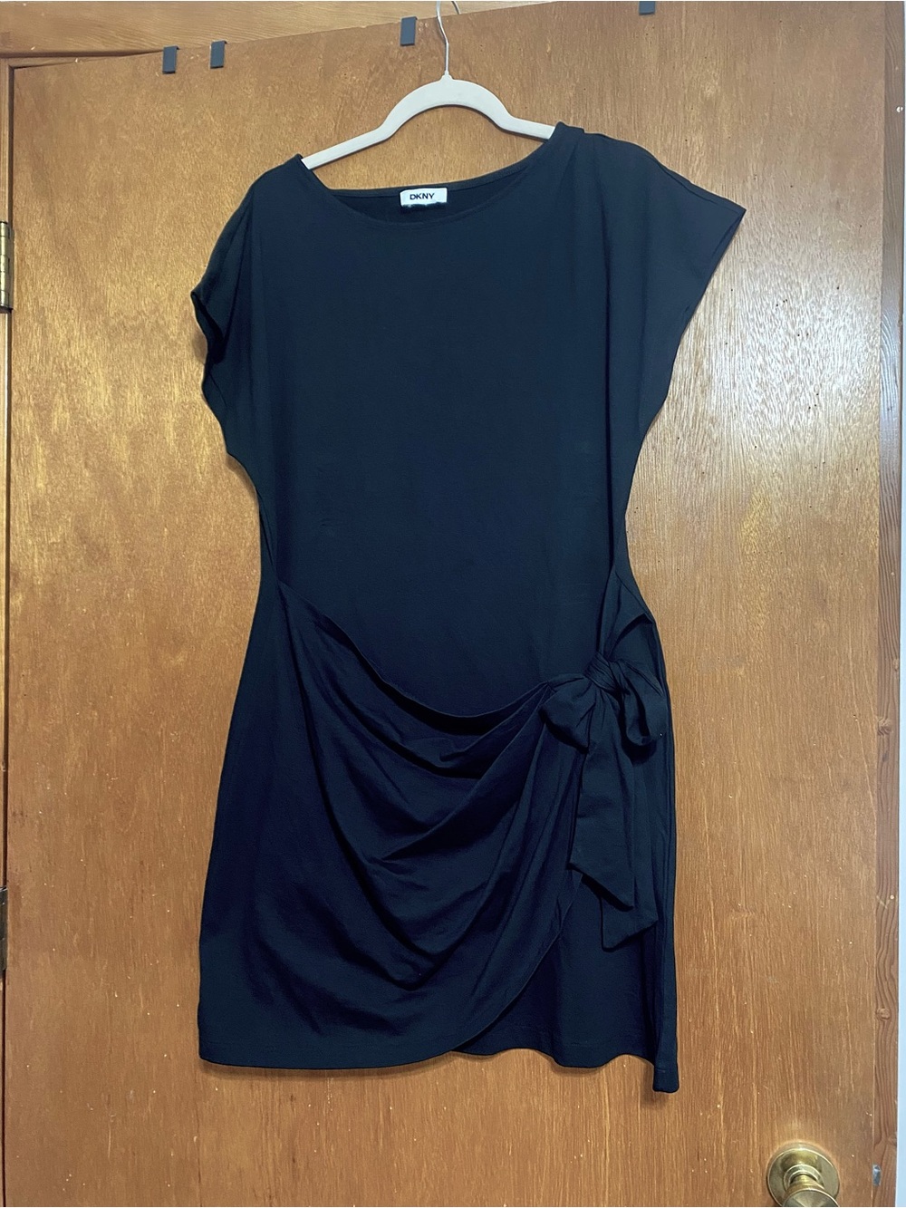 DKNY Black Side-Tie Draped Mini Dress